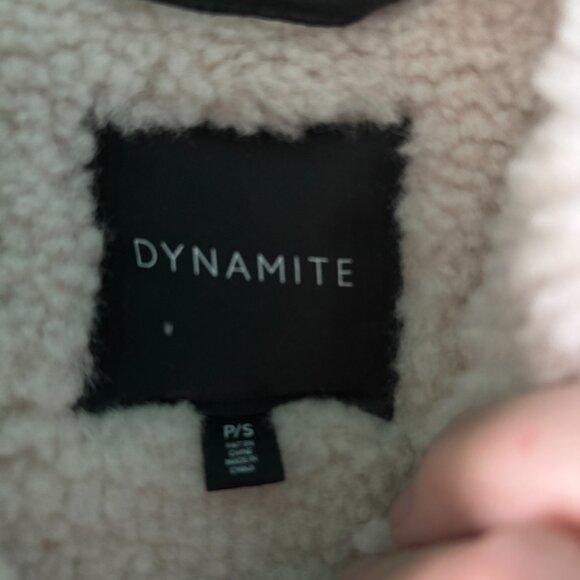 DYNAMITE Sherpa Faux Leather Wrap Coat - LIKE NEW - Worn once! - Picture 2 of 5